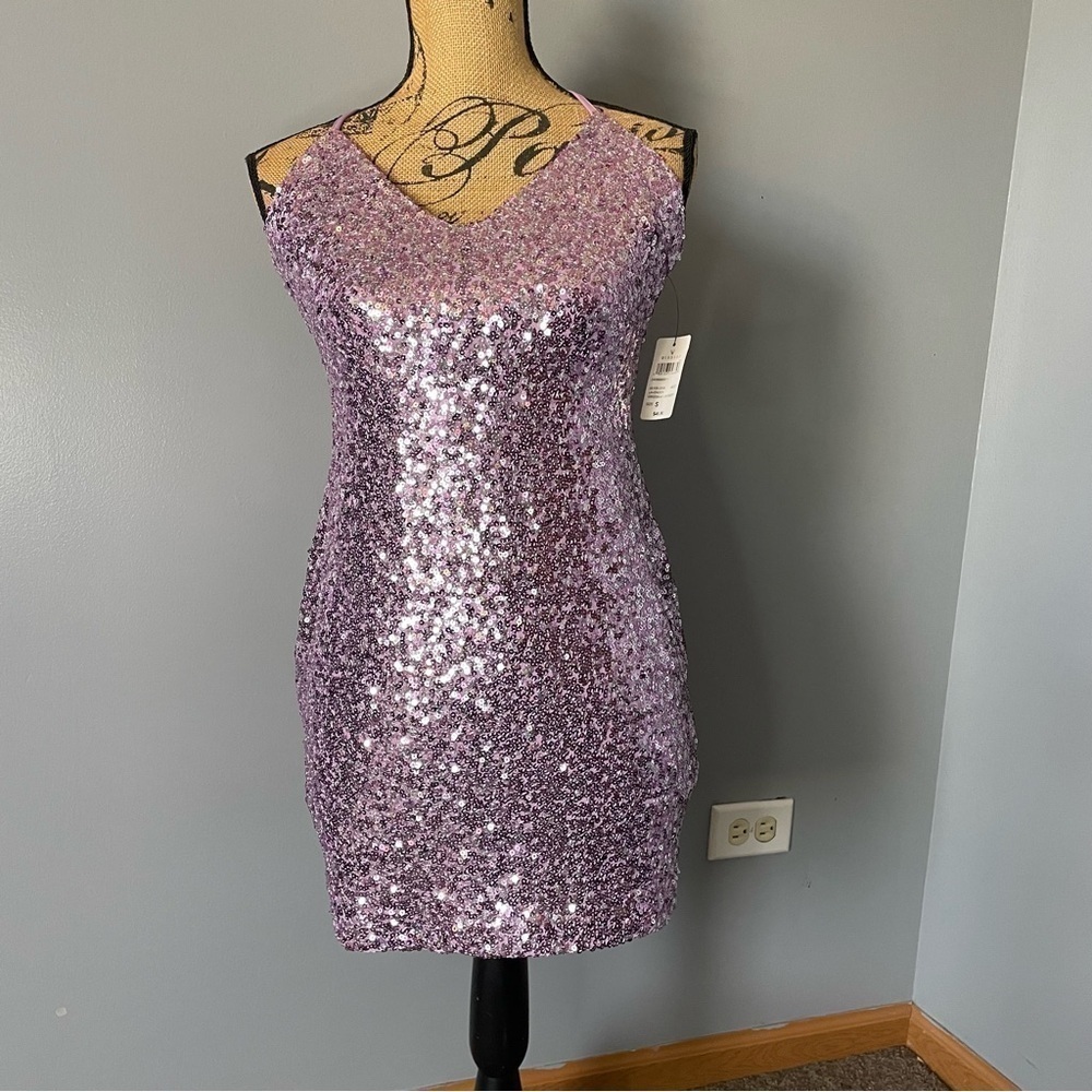 NWT purple sequence Mini dress from Windsor homecoming prom size Small